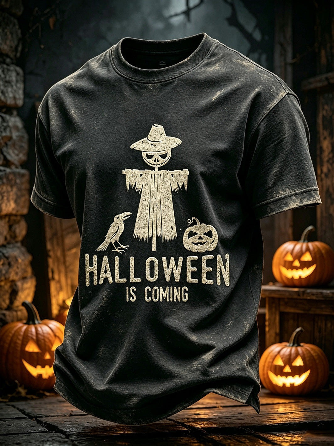 Halloween Theme Pattern T-Shirt Halloween Night Tee Dad Gifts