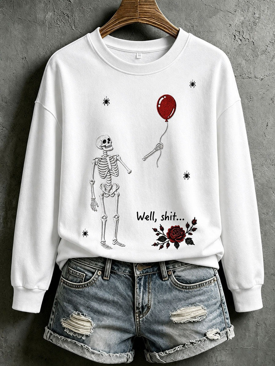 Halloween Gothic Skull Sweatshirt Halloween Night Crewneck Gift For Bestie