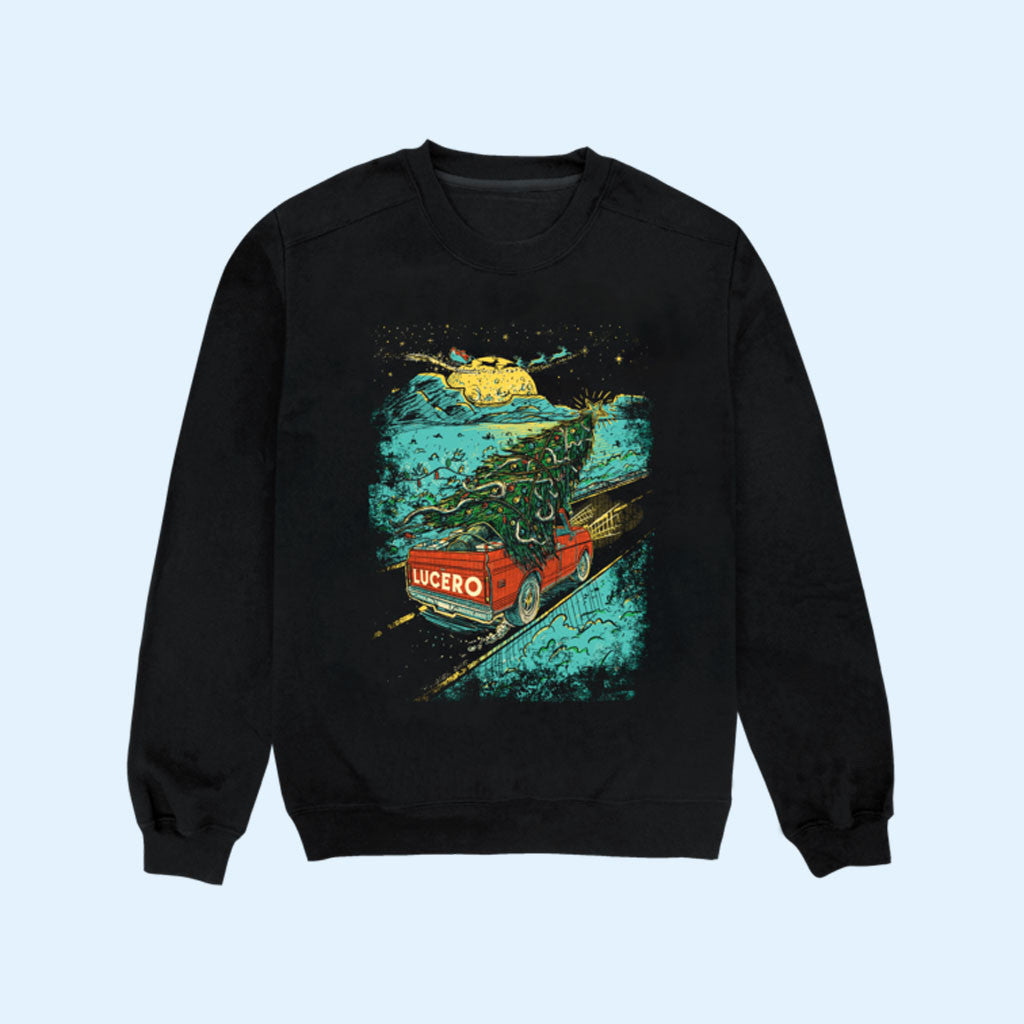 Lucero Merch 2026 Christmas Tree In A Truck Crewneck Holiday Sweatshirt Gift For Band Fans