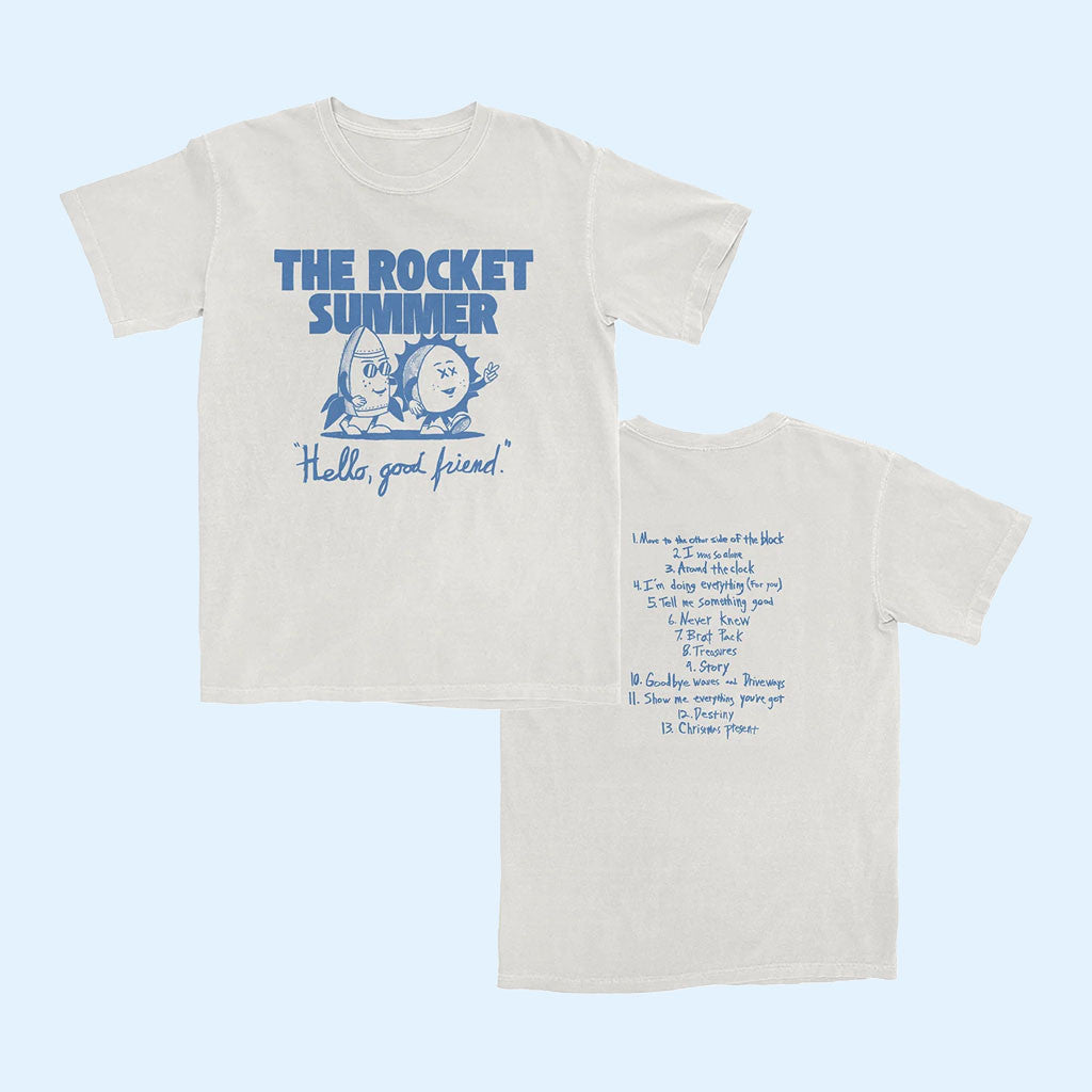 The Rocket Summer Merch 2026 Hello Good Friends T-Shirt White Gift Ideas For Music Lovers