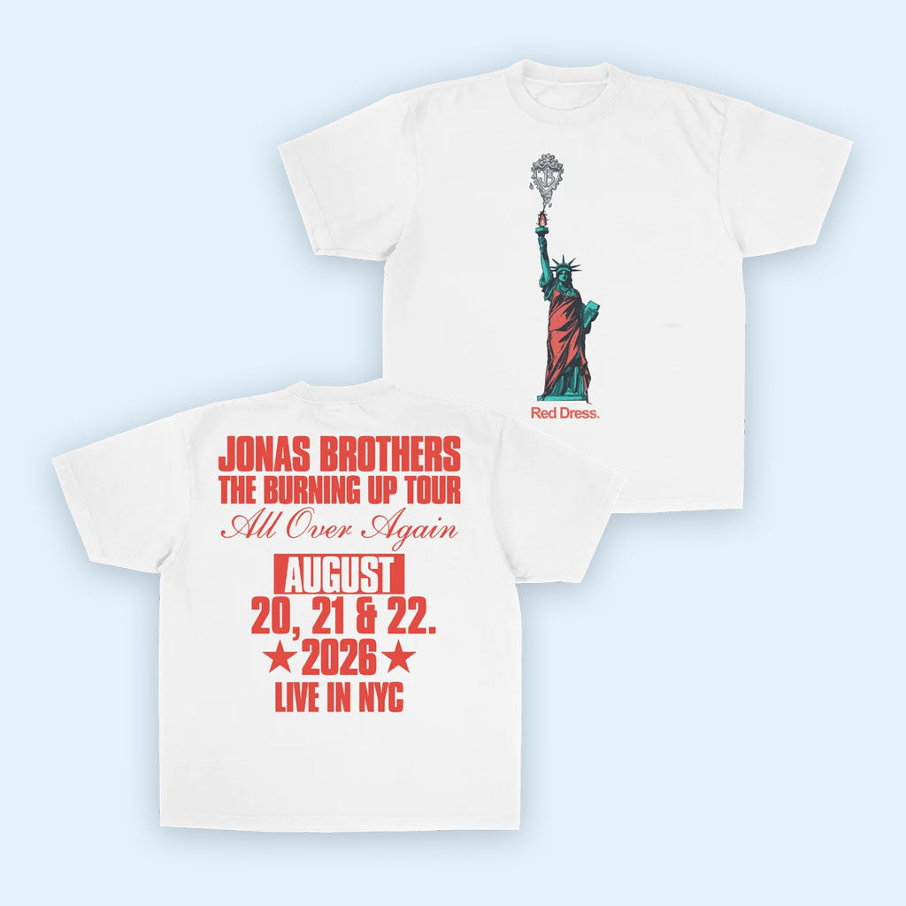 Jonas Brothers Merch 2026 The Red Dress NYC Landmark T-Shirt Gift For Music Lovers