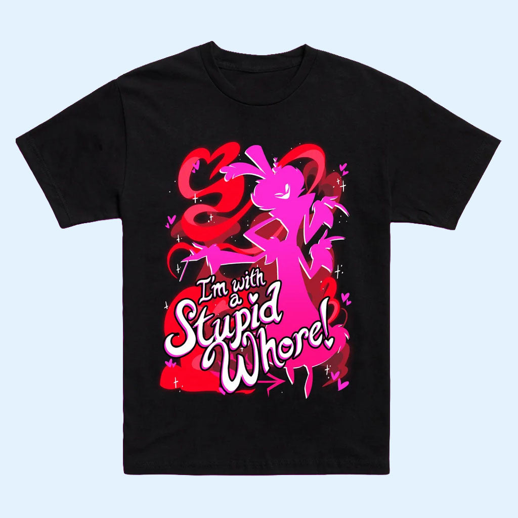 Hazbin Hotel Merch 2026 Valentino BFF T-Shirt I'm With A Stupid Whore Shirt Gift For Friends