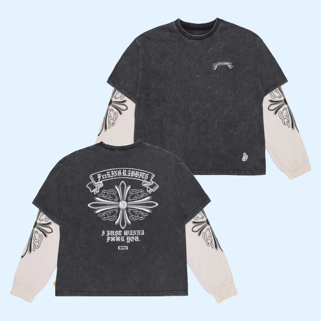 FR2 Merch 2026 I Just Wanna F You Layered Long Sleeve T-Shirt Streetwear Japanese Apparel