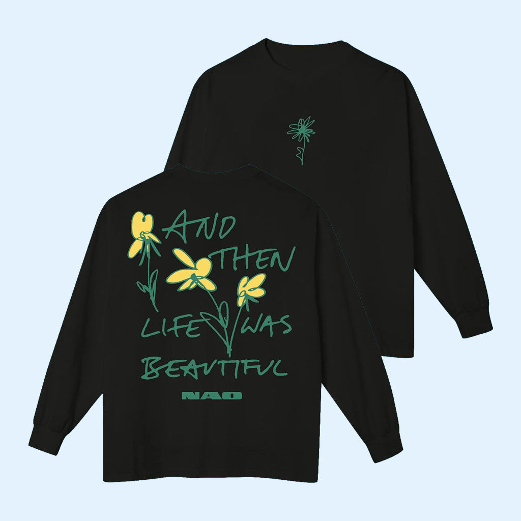 NAO Merch 2026 Life Was Beautiful Black Long Sleeve T-Shirt Present Ideas For Music Lovers