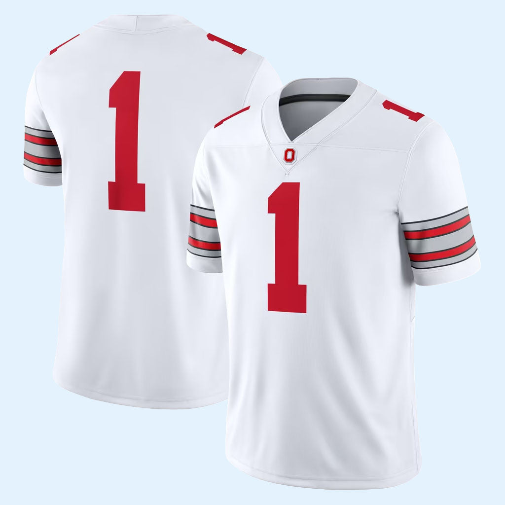Ohio State Football Merch #1 Ohio State Buckeyes Home Game Football Jersey Game Day Merch White