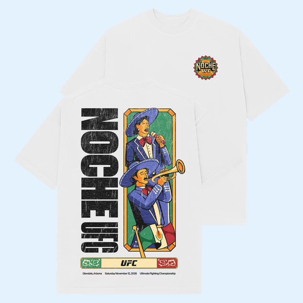 Noche UFC Merch 2026 White Noche UFC Musica Campaign T-Shirt Gift Ideas For Mexican