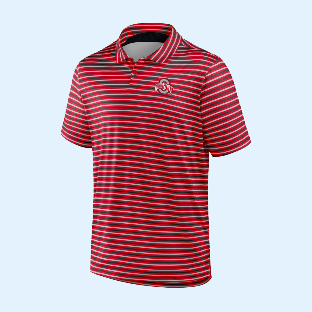 Ohio State Football Merch 2026 Ohio State Buckeyes Tour Stripe Polo Shirt Game Day Clothing