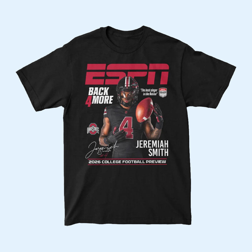 Ohio State Football Merch Buckeyes Student Athlete #4 Jeremiah Smith Campus Ink X ESPN T-Shirt