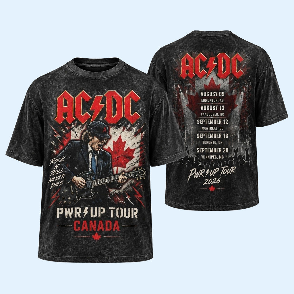 ACDC Merch 2026 ACDC PWR UP Tour Canada 2026 Rock N Roll Never Dies Vintage T-Shirt Fan Gear
