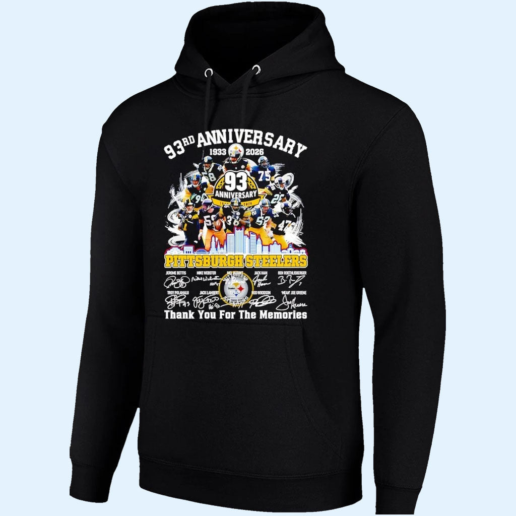 Pittsburgh Steelers Merch Steelers 93rd Anniversary Legends Signature Hoodie Football Fan Gifts