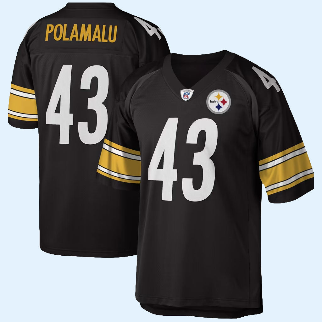 Troy Polamalu Jersey Shirt Pittsburgh Steelers Merch #43 Mitchell And Ness Legacy Replica Jersey