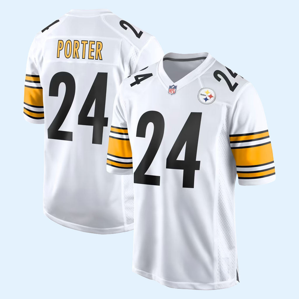 Joey Porter Jr Jersey Shirt #24 Pittsburgh Steelers Merch White Away Game Jersey Football Gifts