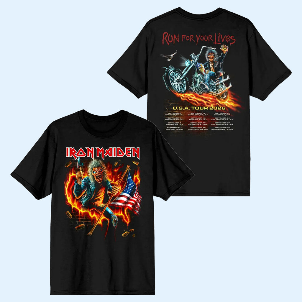 Iron Maiden Merch Run For Your Lives 2026 Tour USA T-Shirt Iron Maiden Tour Merch Music Gifts