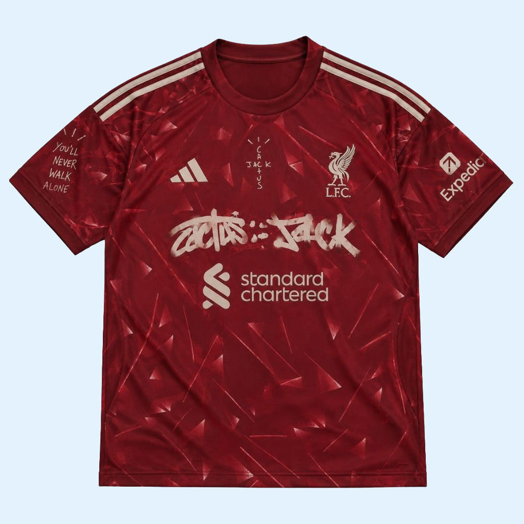 Cactus Jack X Liverpool FC Merch 2026 LFC Home Jersey You'll Never Walk Alone Jersey Fan Gifts