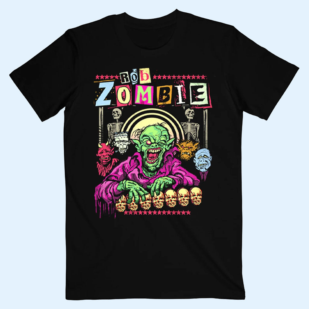 Rob Zombie Merch 2026 All My Monsters T-Shirt Black Presents Music Lovers