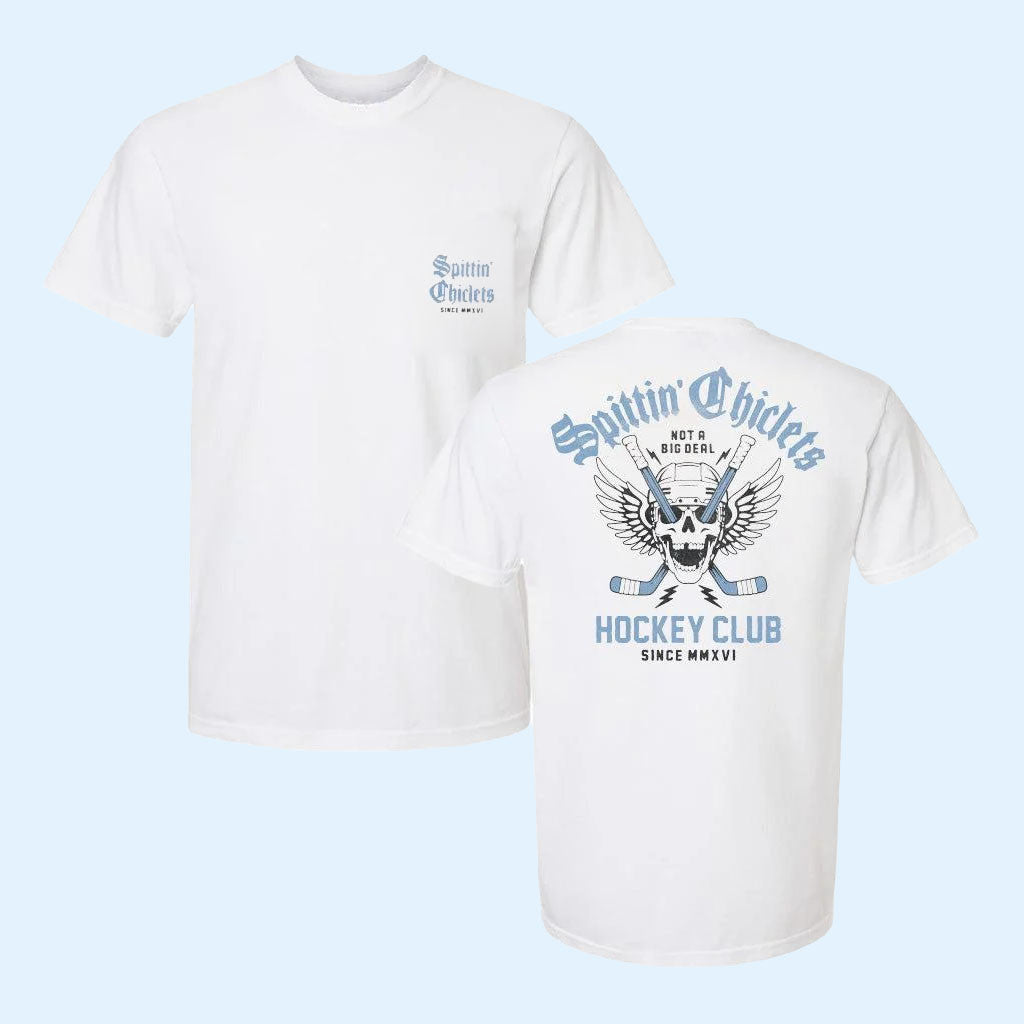 Spittin Chiclets Hockey Club Skull Wings T-Shirt Spittin Chiclets Podcast Merch Fan Gifts