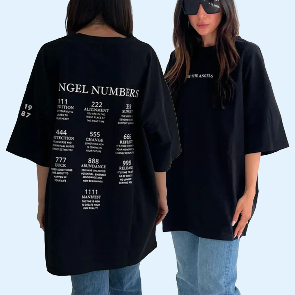 1987 Label Merch 2026 Angel Numbers T-Shirt Of The Angels Shirt Black Present For BFF