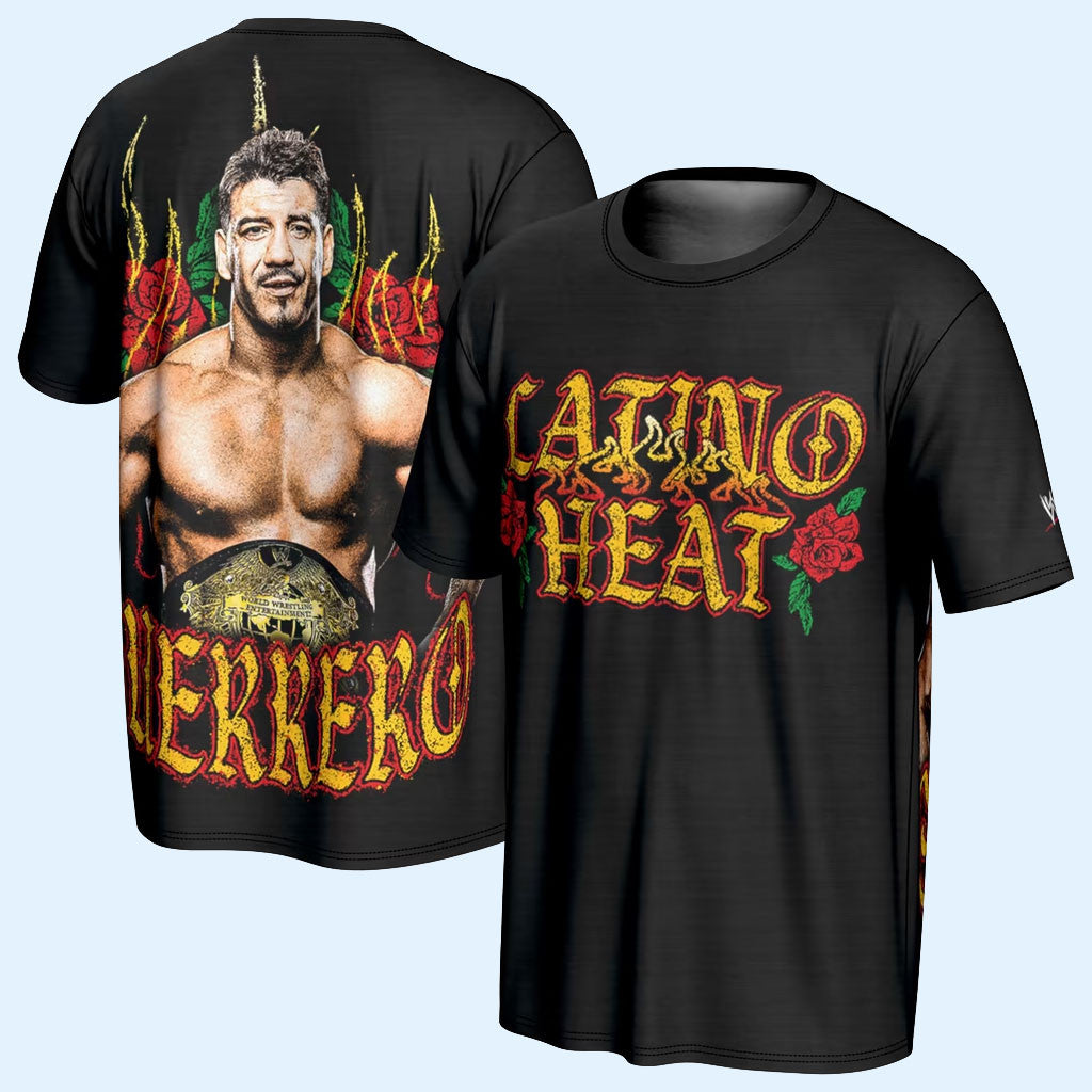Eddie Guerrero Merch 2026 ProSphere Black Eddie Guerrero Latino Heat T-Shirt Gift For Him