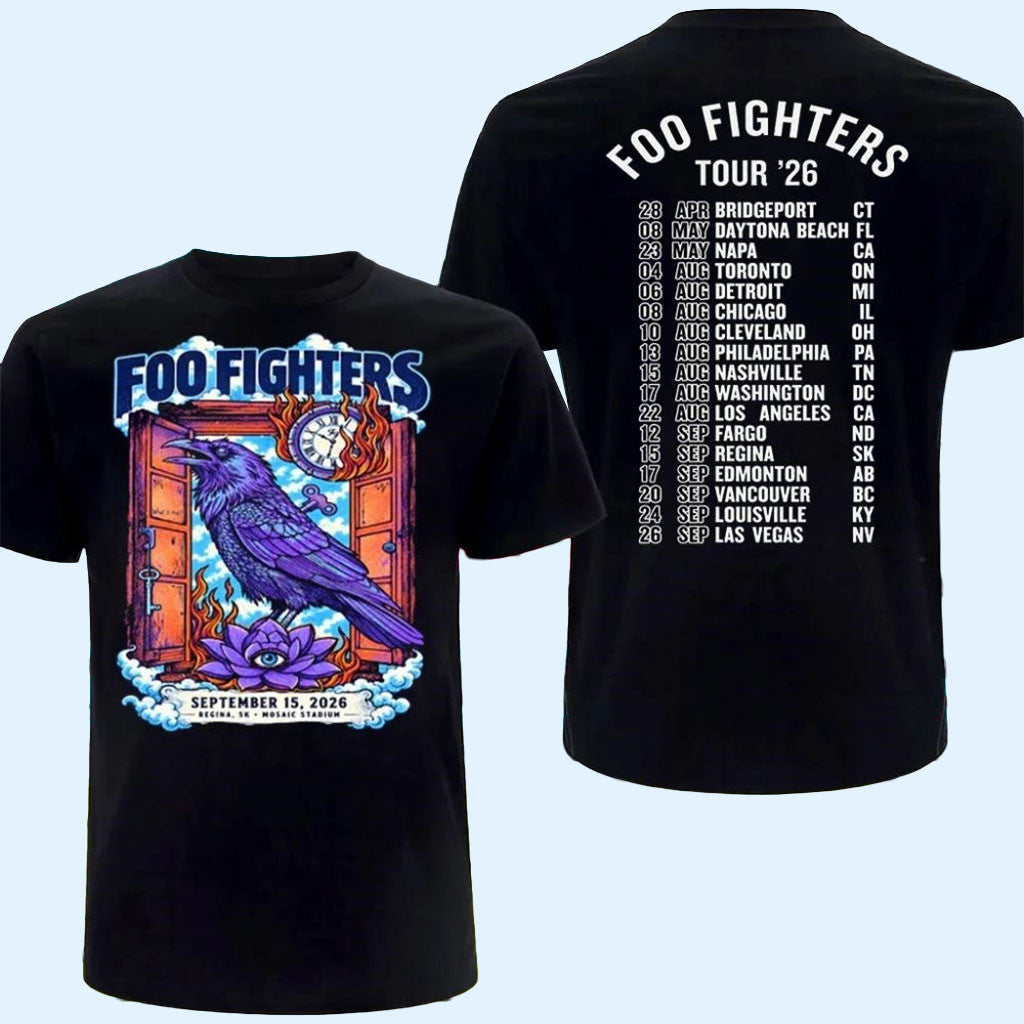 Foo Fighters Regina SK 2026 Event Poster T-Shirt Live At Mosaic Stadium Tee Foo Fighters Merch
