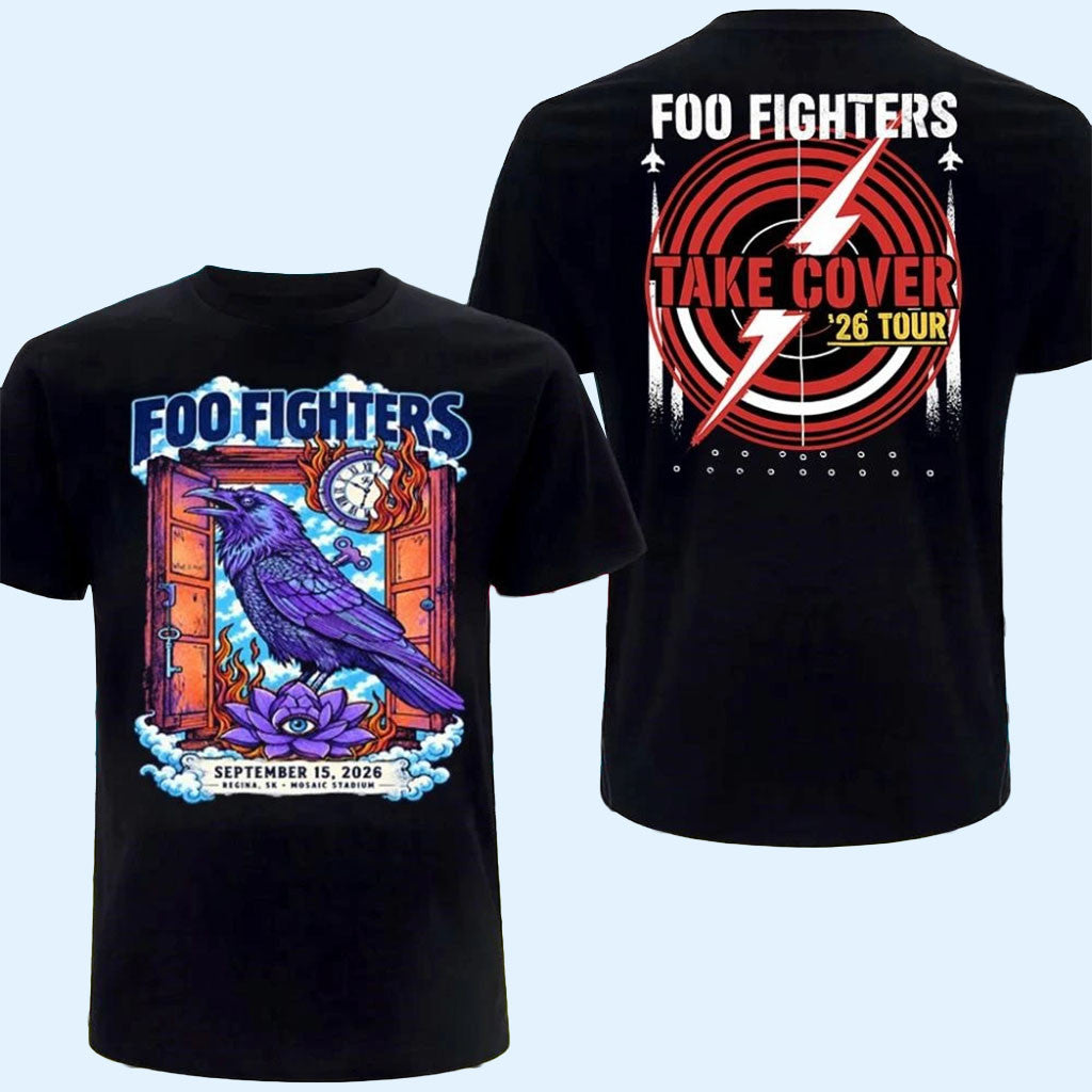 Foo Fighters Regina Saskatchewan September 15 2026 T-Shirt FF Take Cover Tour Merch Fan Gifts
