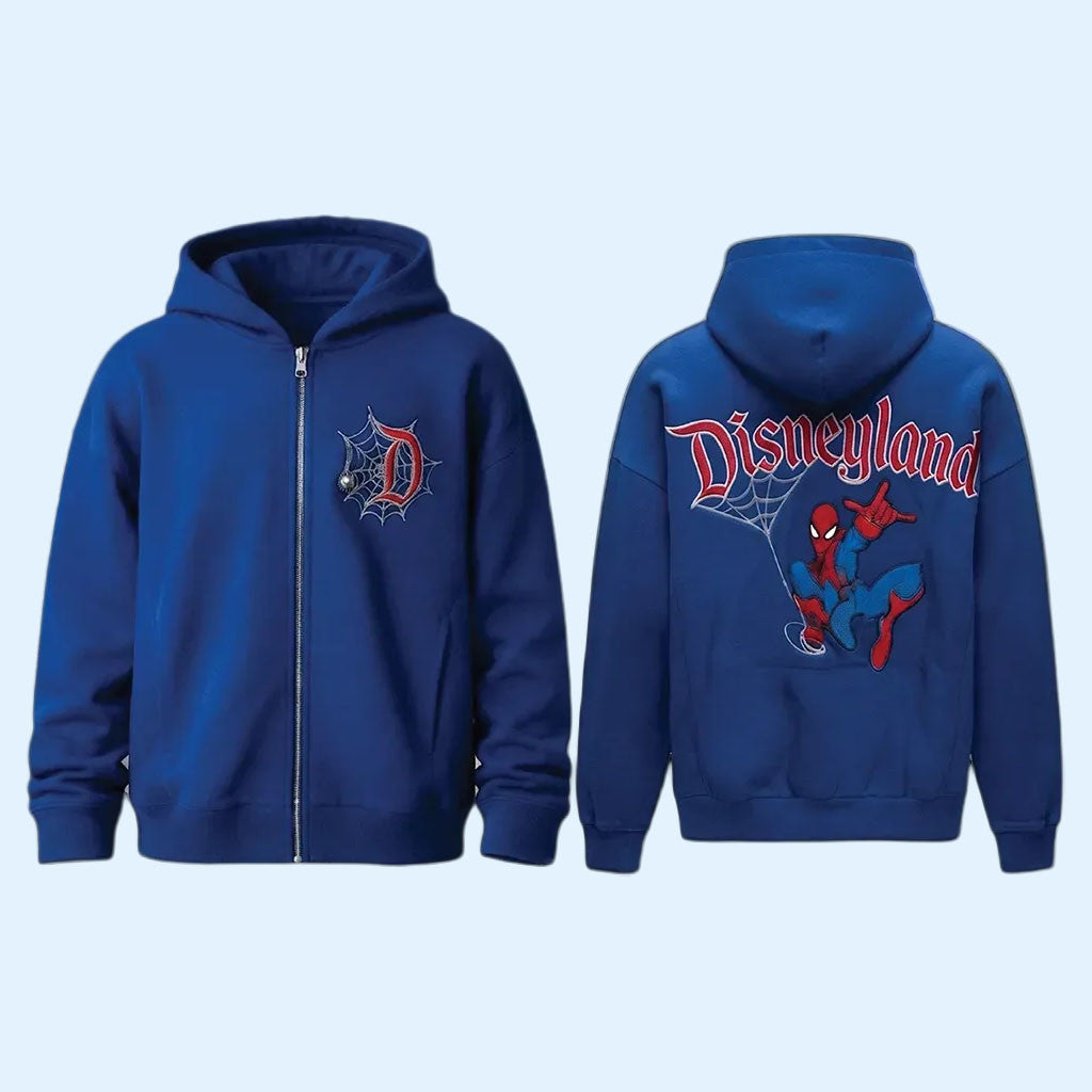 Disneyland Spider Man Zip Hoodie Marvel Spider Man Merch Gift For Superhero Lovers