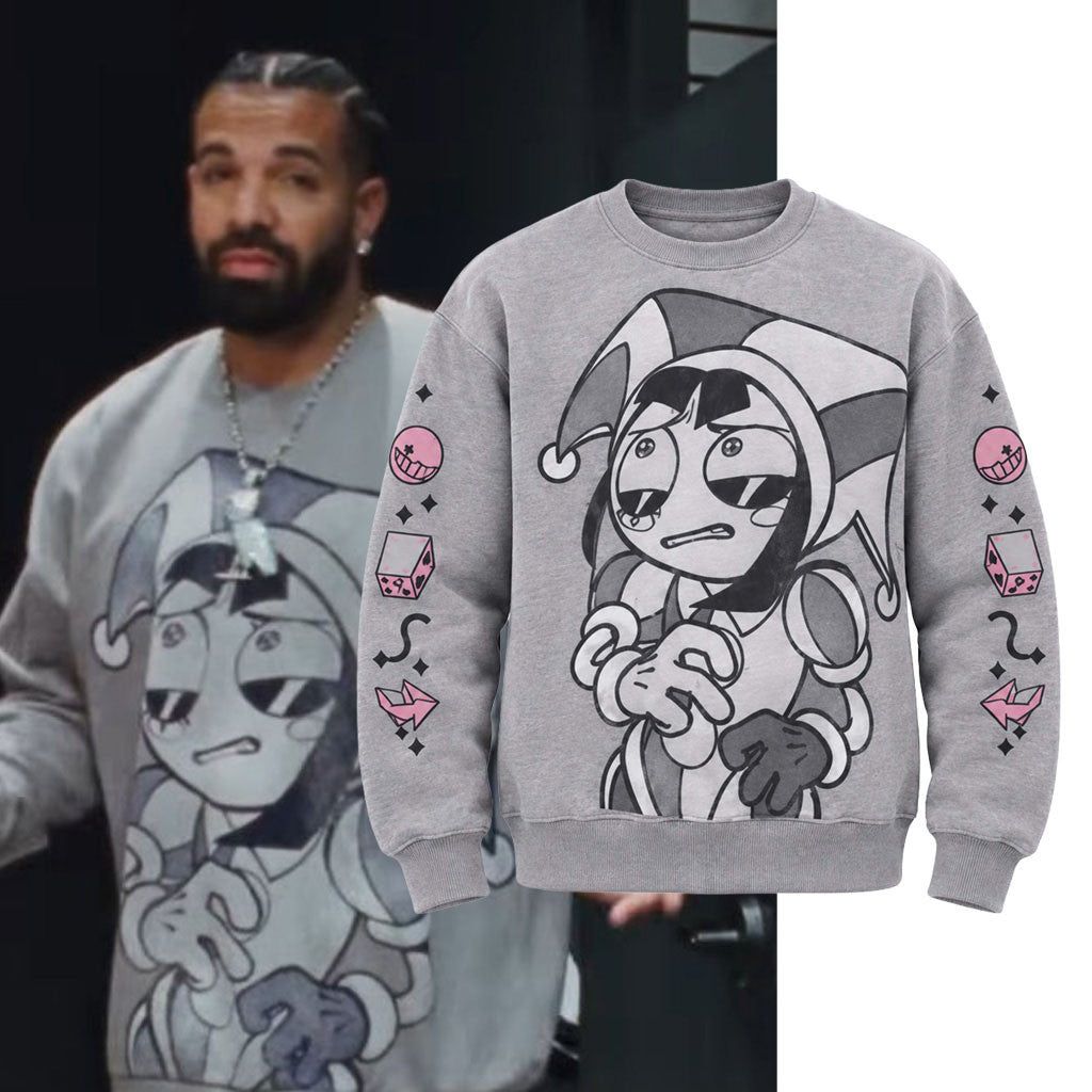 Drake Wearing Pomni The Amazing Digital Circus Symbols Sweatshirt Drake Merch 2026 Besties Gift
