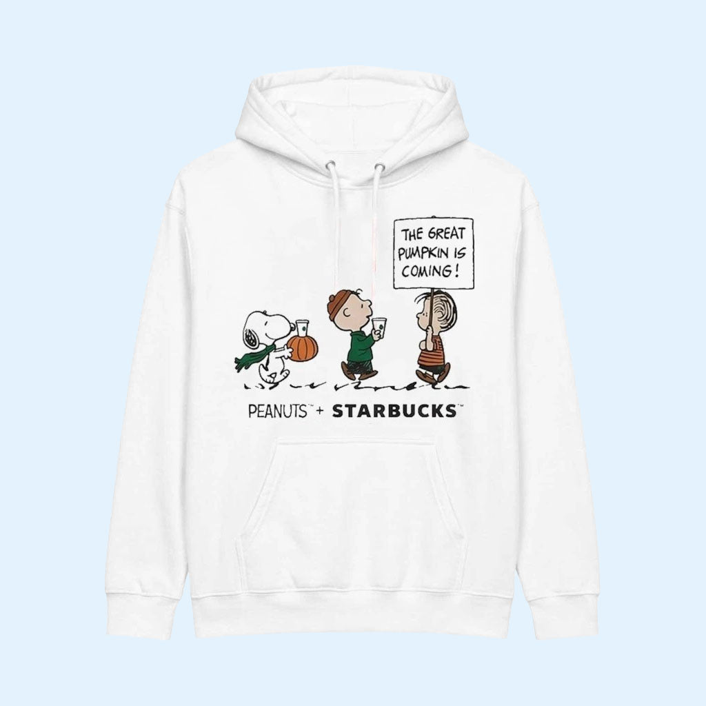 Starbucks Peanuts Merch Snoopy Hoodie The Great Pumpkin Is Coming Hoodie Gift For Friends