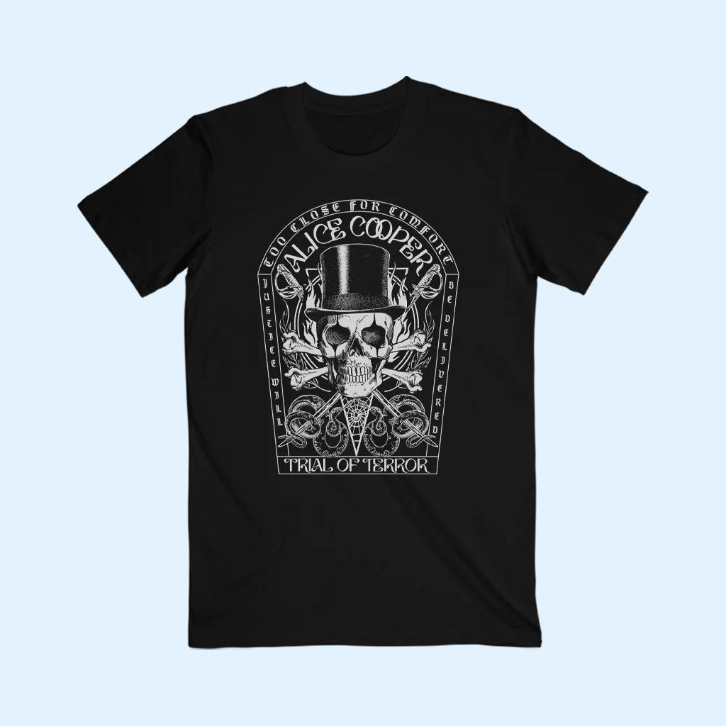 Alice Cooper Merch 2026 Trial of Terror T-Shirt Black Top Gifts For Music Lovers