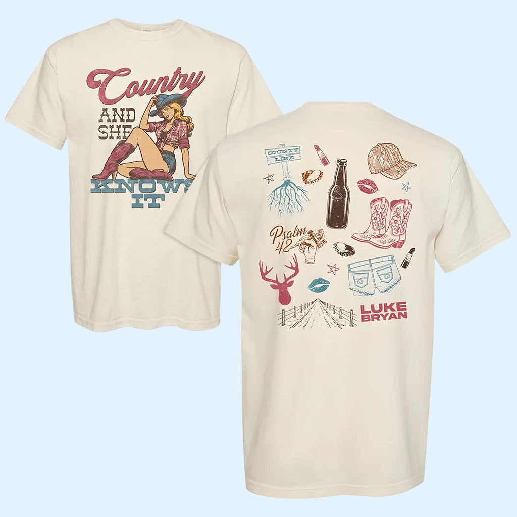 Luke Bryan Merch 2026 Country And She Knows It Cowgirl T-Shirt Gift For Music Lovers