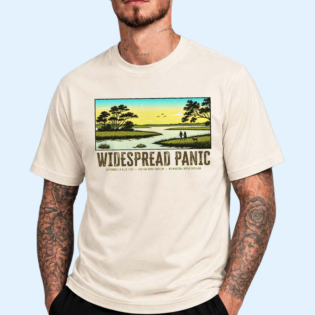 Widespread Panic Merch 2026 Wilmington NC Event Poster T-Shirt Art By Tom Shaw Shirt Fan Gifts