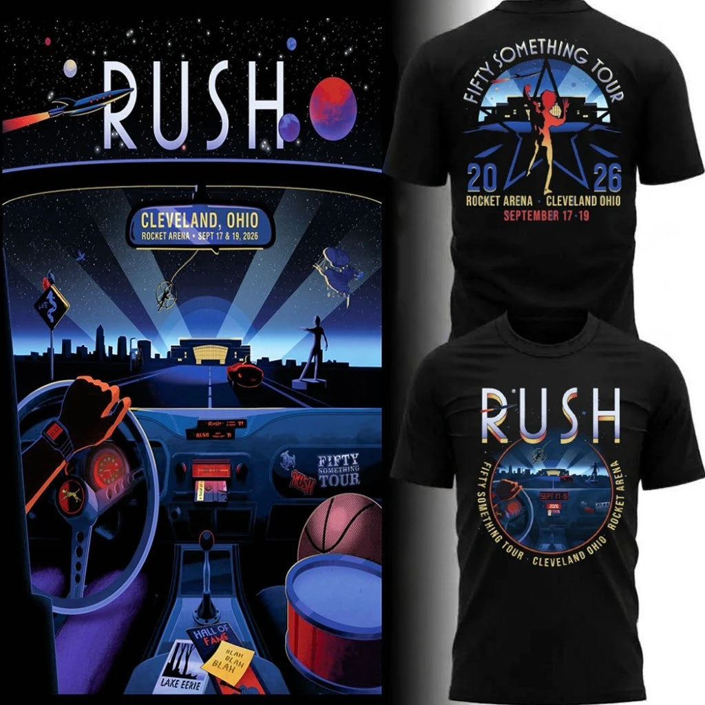 RUSH Merch 2026 Rush Rocket Arena Cleveland OH T-Shirt Fifty Something Tour Merch Fan Gifts