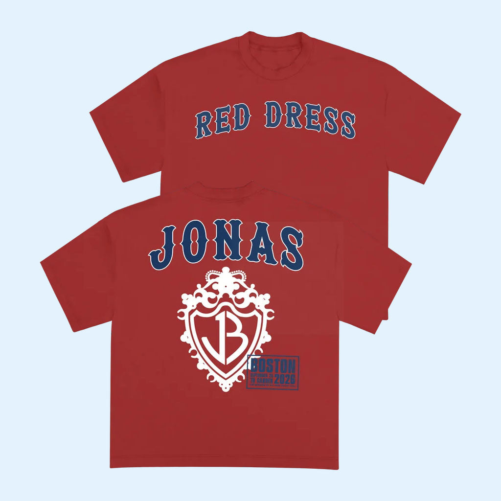 Jonas Brothers Merch 2026 Burning Up All Over Again Boston MA T-Shirt Red Dress Tour Merch