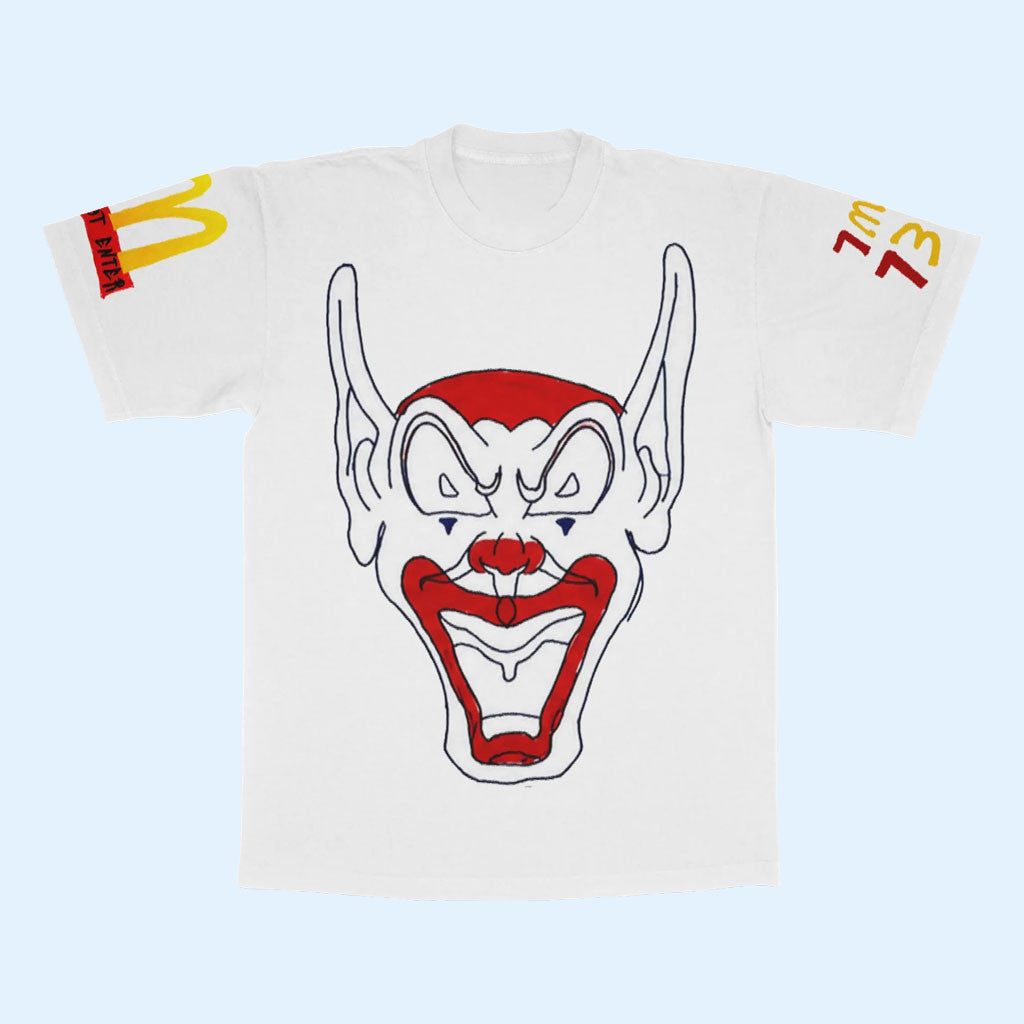 Asspizza Merch 2026 Goblin Clown T-Shirt White McDonald's Parody Shirt Gift For Dudes