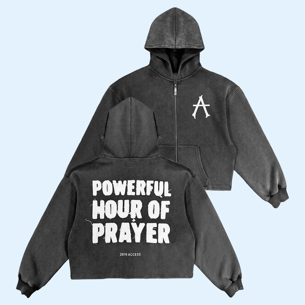 2819 Merch 2026 Powerful Hour Of Prayer Zip Crop Hoodie Christian Gift For Her