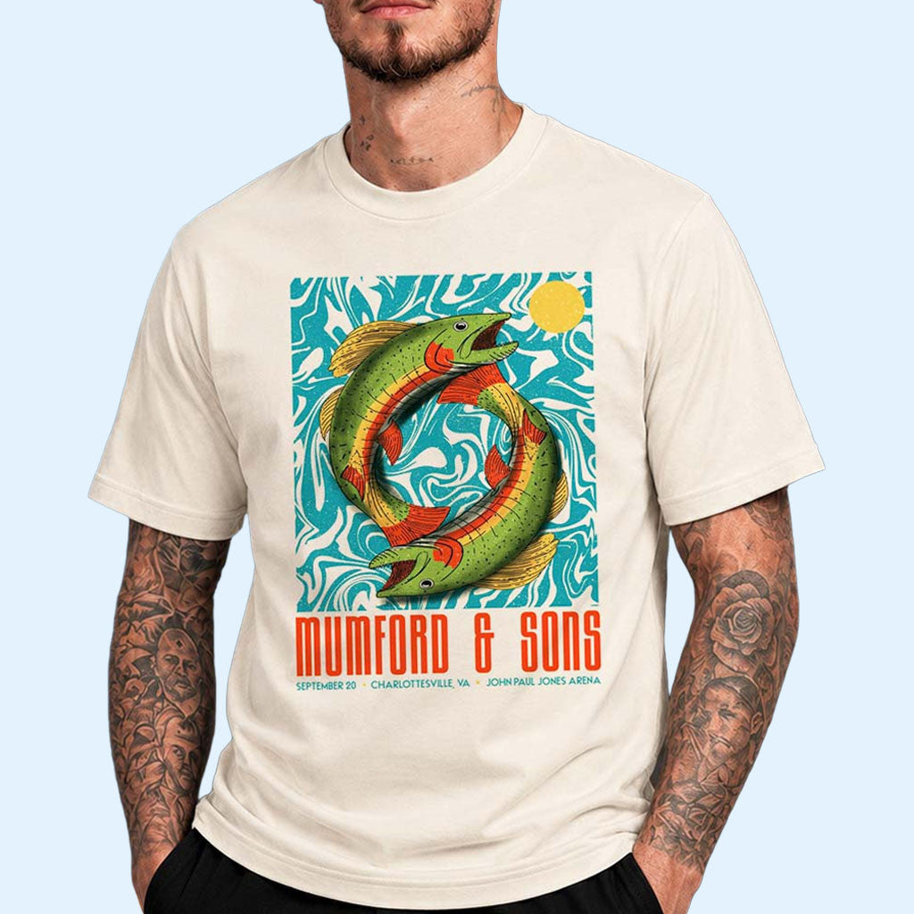 Mumford And Sons Merch Charlottesville VA Event Poster 2026 T-Shirt Prizefighter Tour Merch
