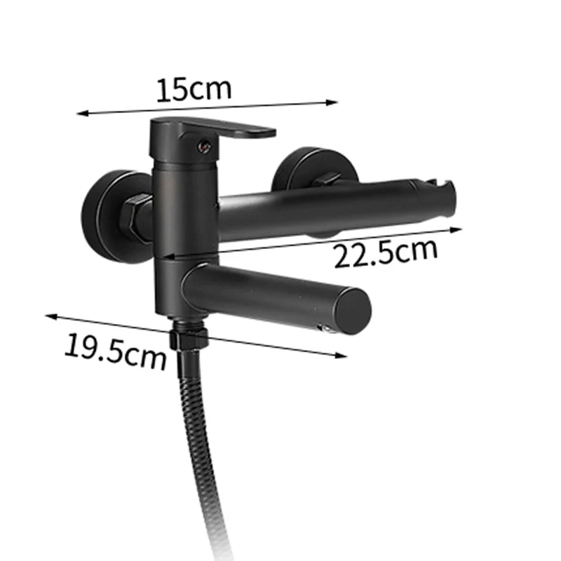 Wall Mount Tub Faucet - Rotating Spout Mixer with Handshower