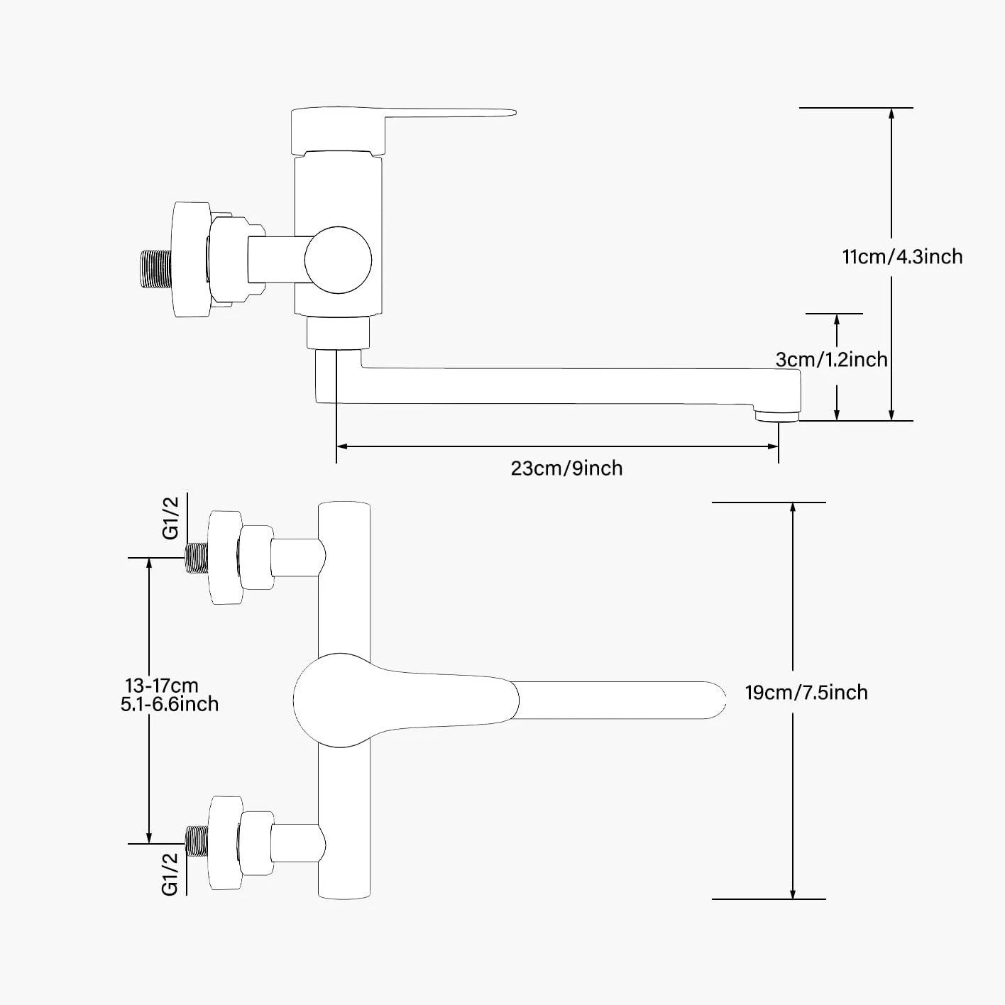 AquaStream Wall Mounted Kitchen Faucet - 360° Swivel Spout - Modern Mixer