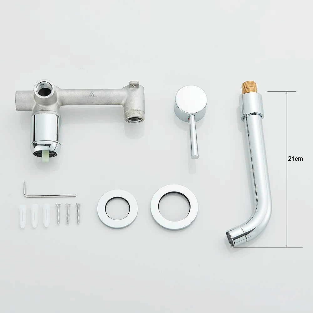 Aura Wall Mounted Basin Faucet - Solid Brass Mixer - Bathroom Sink