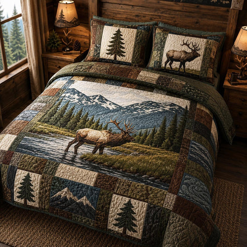 Forest Majesty Quilted Bedding Set Bed Room Decoration Father's Day Gifts
