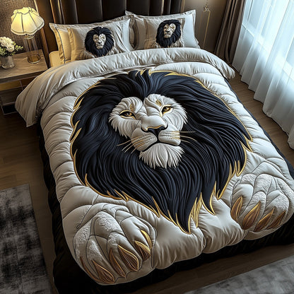 Majestic Lion Quilted Bedding Set Bedspread Lion Themed Room Decoration Items