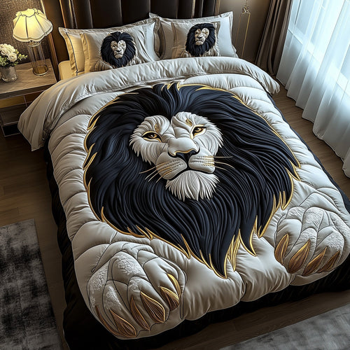 Majestic Lion Quilted Bedding Set Bedspread Lion Themed Room Decoration Items