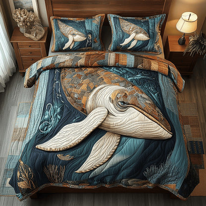 Tidal Majesty Quilted Bedding Set Bed Decor Unique Gifts For Whale Lovers