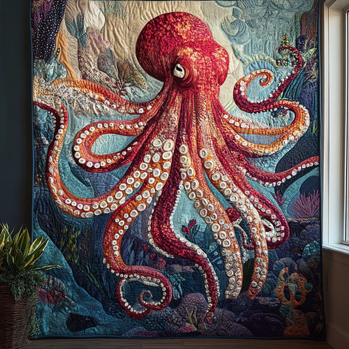 Inkstorm Legend Quilted Blanket Winter Decor Blanket Unique Octopus Gift Idea