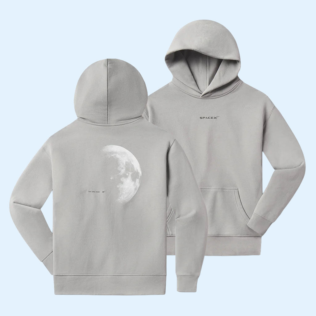 SpaceX Merch 2026 You Are Here Moon Hoodie Space Exploration Gifts For Friends