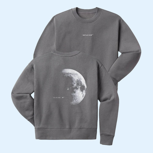 SpaceX Merch 2026 You Are Here Moon Crewneck Sweatshirt Astronomy Gifts For BFF