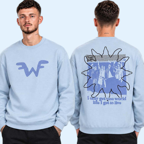 Weezer Merch 2026 The Gathering NA Tour 2026 I Only Get One World Life I Get To Live Sweatshirt