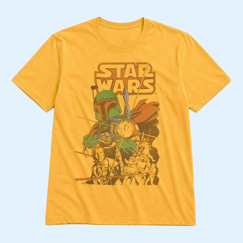 Heroes Villains Merch 2026 Boba Fett And Storm Troopers Vintage T-Shirt Star Wars Merch Gifts