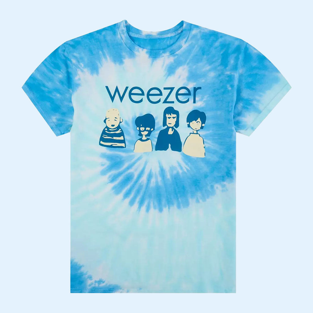 Weezer Merch 2026 Weezer Cartoon Band Tie Dye T-Shirt Presents For Music Lovers