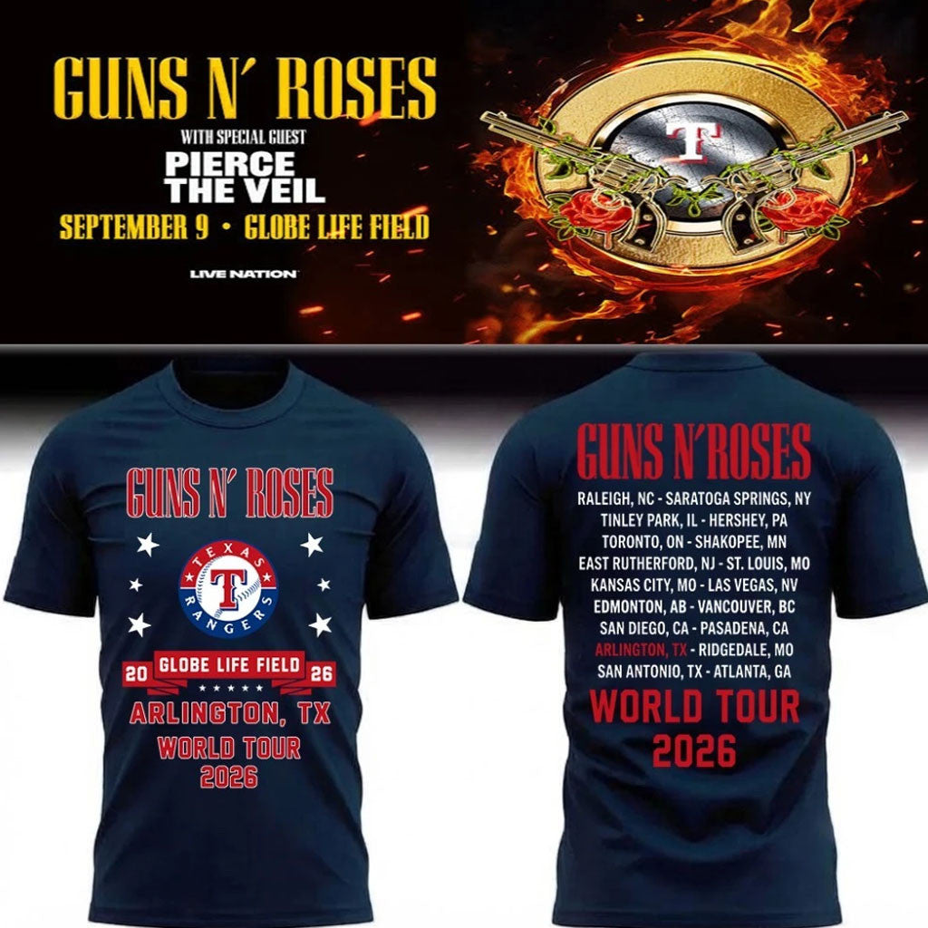 Guns N' Roses Merch GNR World Tour 2026 Arlington TX T-Shirt GNR Concert Merch Gift For Fans