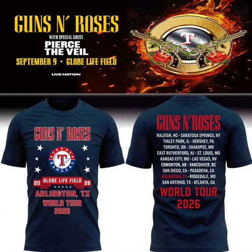Guns N' Roses Merch GNR World Tour 2026 Arlington TX T-Shirt GNR Concert Merch Gift For Fans